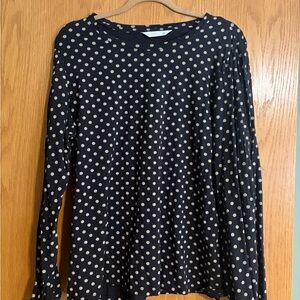 LC Lauren Conrad Navy Polka Dot Long Sleeve Tee